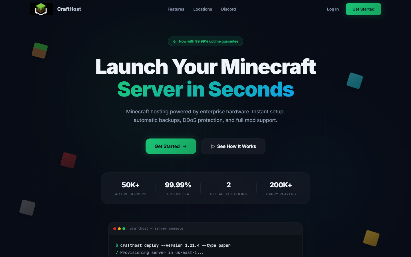 CraftHost — Cloud Minecraft Hosting Platform